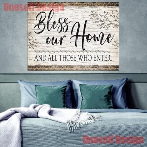 Bless our home 5d diamond painting full square 5d diamond embroidery rhinestone pictures decortion home livingroom wall sticker