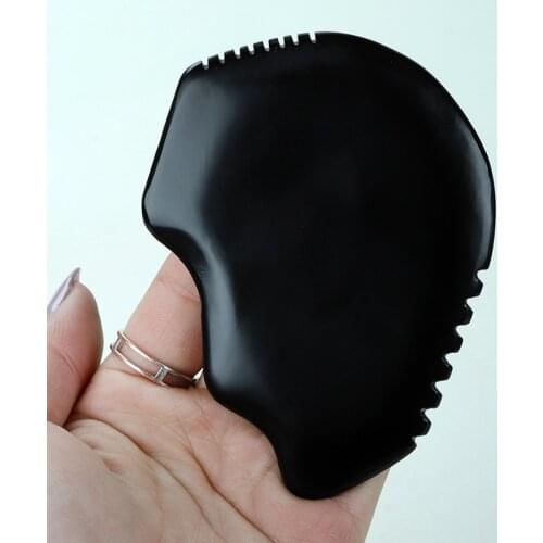 Black Bian Stone Gouache Scraper Natural Stone Guasha Board Facial Eye Body Scraping Massage Acupuncture Therapy Spa Health Care