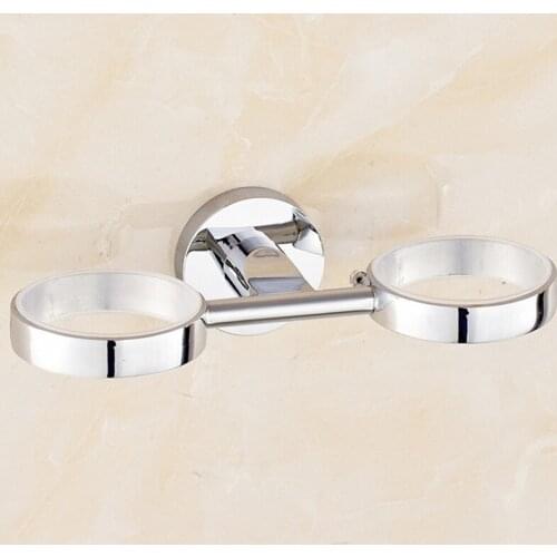 Stainless Steel Toothbrush Holder Wash Cup Shelf Double Cup Bathroom Mouthwash Cup Brush Cup Shelf