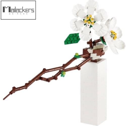 Mailackers New Ideas Chinese Style Flowers Dongmei Bouquet Plants Vase Potted Model Building Blocks Bricks DIY Educational Toys
