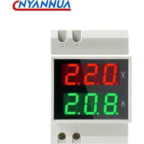 DIN rail Multi-function Meter D52-2042 Digital Voltage Current Meter Voltmeter AC80-300V AC200-450V
