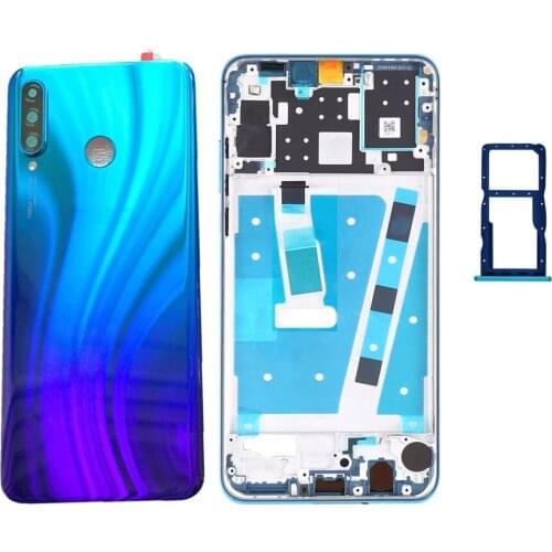 For Huawei P30 Lite Back Battery Cover + LCD Front Frame Middle Housing Case + Sim Card Tray Nova 4e Full Housing Chassis Parts
