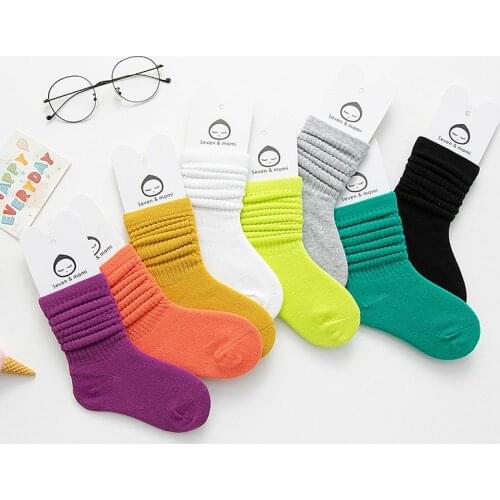 Sunmmer Fluorescent Socks For Girls Childrens Socks Japanese Solid Color Men and Women Baby Tube Socks Combed Cotton Baby Socks