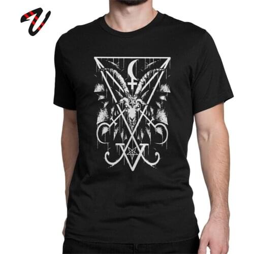 Printed T Shirts for Men Sigil Of Lucifer And Baphomet Tee Shirt Customized Cotton Hip Hop T-Shirts Christmas Present Clothing