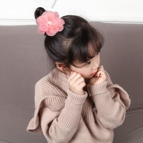 Large Flower Lace Chiffon Hair Clips High Quality 6Colors Muslin Flower Princess Baby Hair Grips Girls Hair Pin Hair Accessories