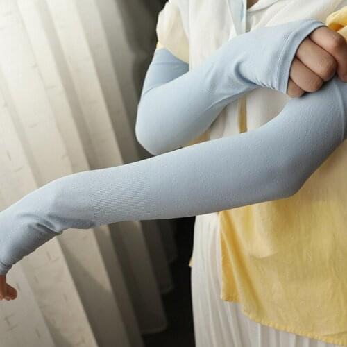 Summer Sport Sun Protection Ice Silk Cycling Arm Sleeves Outdoor Riding Solid Color Cooling Ice Sleeves