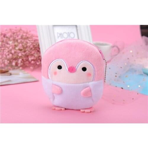 Cute penguin mini cartoon plush wallet key hook earphone bag soft plush coin purse practical bag children’s gift plush toys
