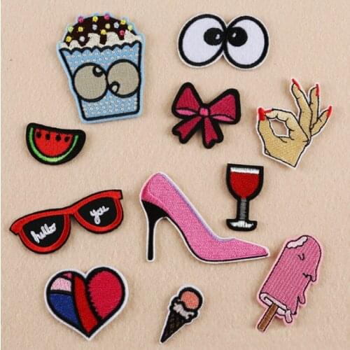 Fashion pattern cloth patch hot melt adhesive applique embroidery patches stripes DIY clothing accessories patch