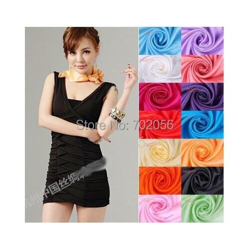 New arrival solid square 100% silk scarf wrap shawl wholesale Retails womens 17 colors MIXED 10 pcs/lot 50*50cm #3776