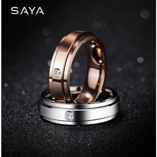 New 8mm Width Tungsten Wedding Rings High Polished Womens Wedding Band Engagement Band RotateInlay One PCS CZ Stones Size 7-10
