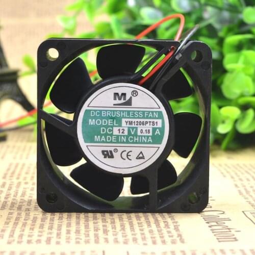New original YM1206PTS1 power supply cooling fan 6025 DC12V 6CM 0.18A mute fan