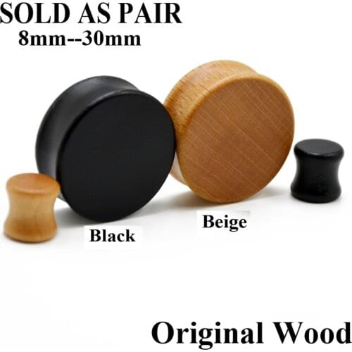 Pair Original Natural Wood Ear Flesh Tunnel Plugs Piercing Double Flared Ear Gauge Plug Expander Stretcher Earlets Piercing