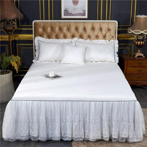 Korean style Bed Skirt 100% cotton Quilting 1.2m/1.5m/1.8m/2.0m size Bedspread Bed Sheet lace Bed Cover Pillowcase Bedding Set