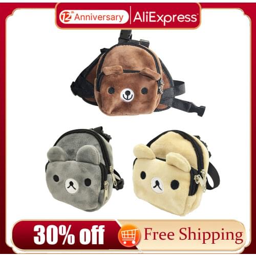 Adjustable Leash Pet Puppy Self Backpack Cartoon Portable Harness Teddy Dog Outdoor Travel Carrier Snack Bag