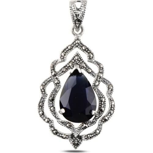 Silver 925 Sterling Zircon & Marcasite Pendant