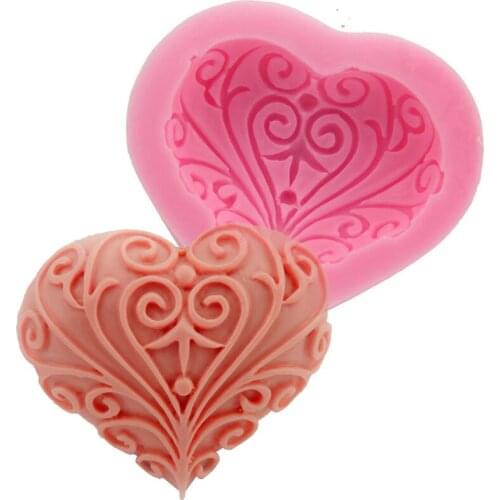 Wedding Love Heart Shape Silicone Mold Cake Decoration Tools Baking Fondant Mould Handmade Soap Mold