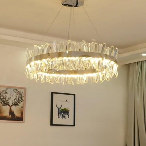 Nordic Modern Round design chandelier Gold/ Chrome crystal hanging lamp living room bedroom lighting fixture luxury lustre