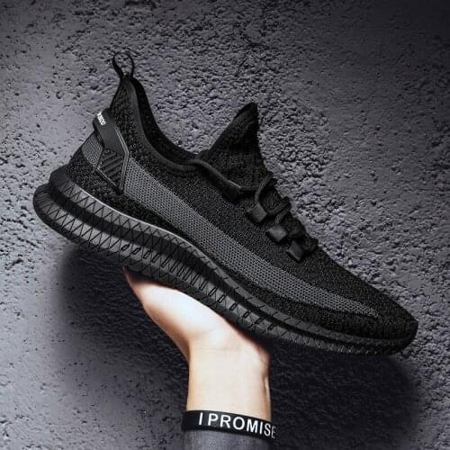Sports shoes mens wear-resistant casual shoes lace-up running shoes flying woven mens shoes 2021 summer new style