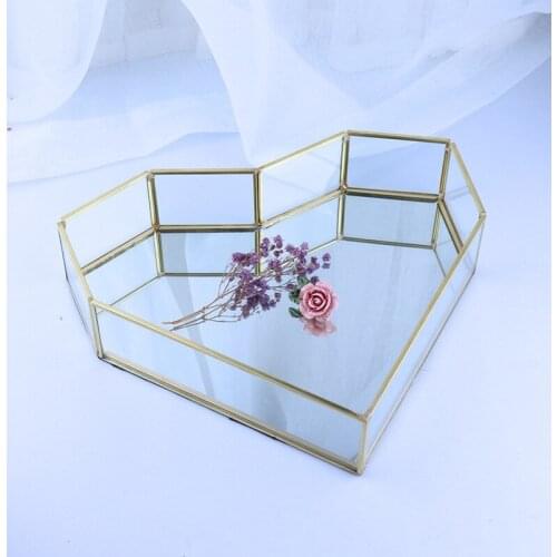 Love Heart Shaped Geometric Glass Jewelry Box Glass Ring Box Unique Wedding Jewelry Box Ring For Wedding decoration
