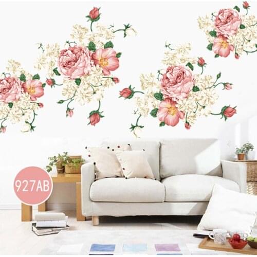 75x95cm Large Pink Peony Flower Wall Stickers Romantic Flowers Home Decor for Bedroom Living Room DIY Vinyl Wall Decals