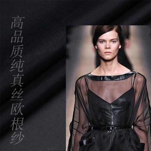 LEO&LIN High-grade European Root Yarn Black Pure Silk Dress High Custo Fabric Wedding Dress Hand Diy Fabric