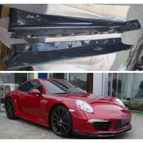High Quality REAL CARBON FIBER Replacement SIDE BODY SKIRTS KIT LIP COVER FOR Porsche 911 991 Carrera 2012 2013 2014 2015