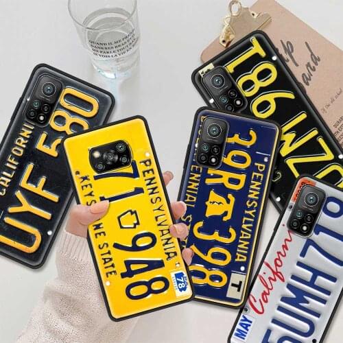 Retro Funny License Plate Number Phone Case For Mi Poco X3 NFC Pro M3 F3 10 10t Lite Soft Black TPU Bumper Fundas Smartphone