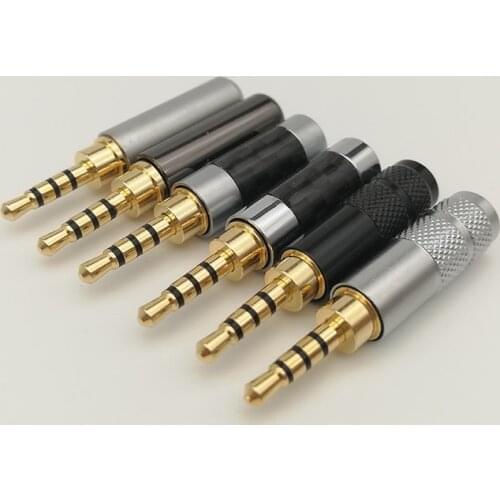6pc 2.5 Mini four-section straight head Gold-plated Jack Connector with Protecting Tail Connector Earphone Jack DIY