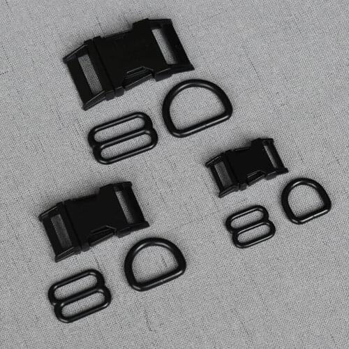 10 Sets 15mm 20mm 25mm Black Heavy Metal D Ring Adjuster Belt Straps Slider Release Buckle Snap Clasp For Dog Collar DIY
