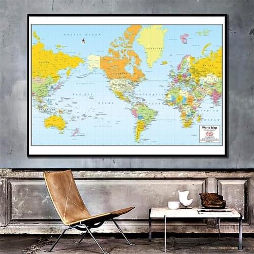 150x100cm The World Map Mercator Projection Without National Flag For Travel And Trip