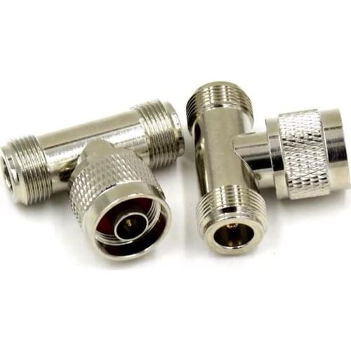 1pce Adapter N male plug to 2x N female jack T triple RF Splitter connector 1M2F