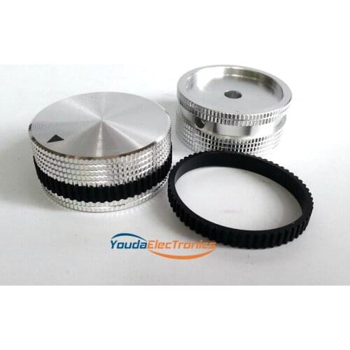 2PCs Silver Black 40X18 mm Aluminium HIFI AMP volume Control potentiometer Knob 6.0mm hole