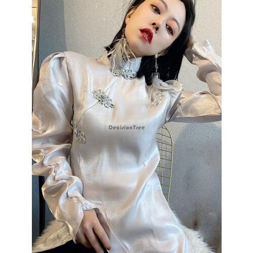2021 chinese qipao blouse women camisa chinese style mujer pattern cheongsam shirt chinese traditional cheongsam chiffon blouse