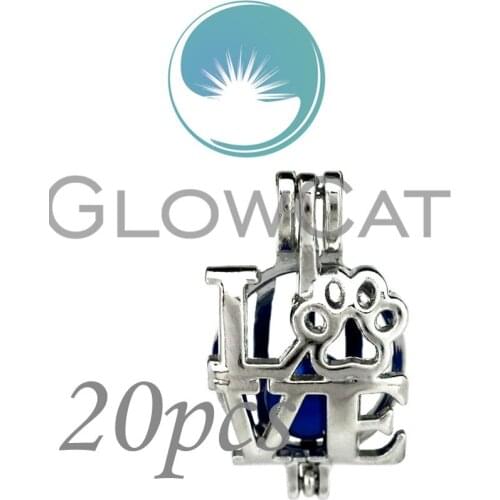 20x KK772 Cute Cat Claw Love Beads Cage Jewelry Making Aromatherapy Oyster Pearl Cage Locket Pendant