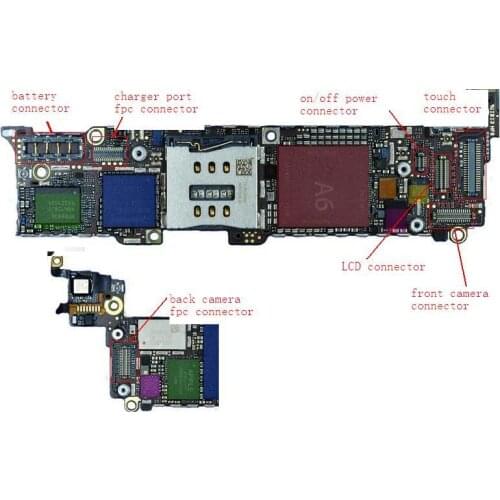 30sets/lot=210pcs,full set for iPhone 5 5G LCD touch screen camera sensor power charger battery FPC connector on board