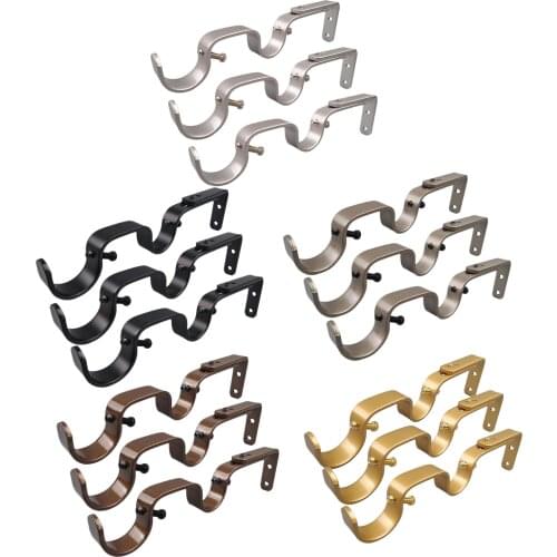 3x Single Curtain Rod Holder Bracket Window Frame Curtain Rod Bracket DIY