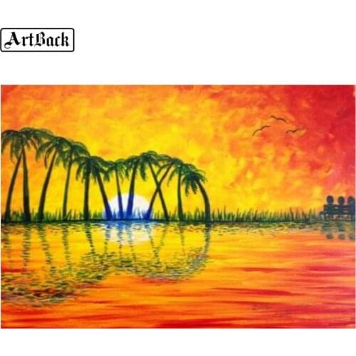 5d diamond painting guitar icon sunset landscape 3d diamond embroidery full square / round droll home decoration painting