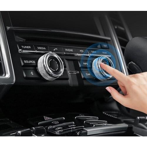 Car Styling Air-Conditioning Button Knobs Audio Decorative Circle Trim Rings Cover Trim For Porsche Macan Cayenne Panamera Parts