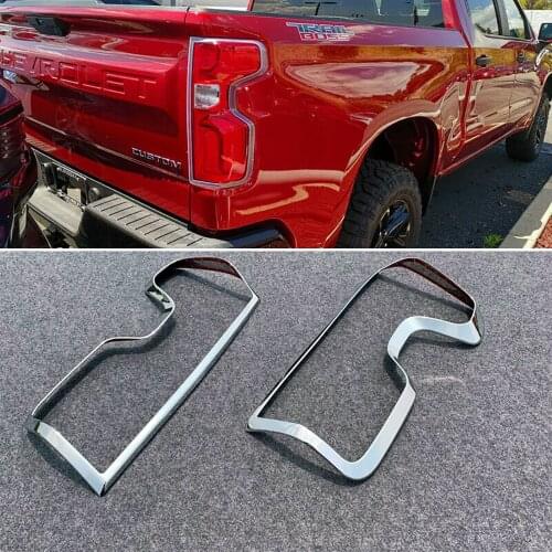 For Chevrolet Silverado 2019 2020 Rear Fog Light Lamp Cover Trim Chrome Car Styling auto accessories 2pcs