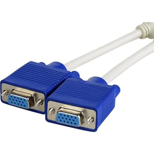 Elistooop High Quality 1 to 2 VGA Monitor Splitter Cable Video Y Splitter 15 Pin Two Ports VGA Male to Female