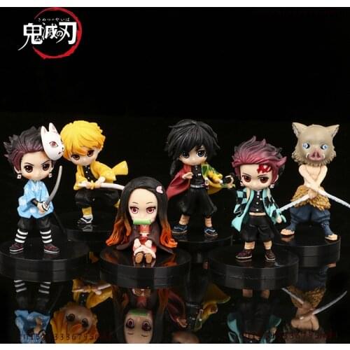 Anime Figure Demon Slayer Figure Kamado Tanjirou Nezuko Action Figures Pvc Model Toys Zenitsu Figurine Inosuke Kimetsu No Yaiba