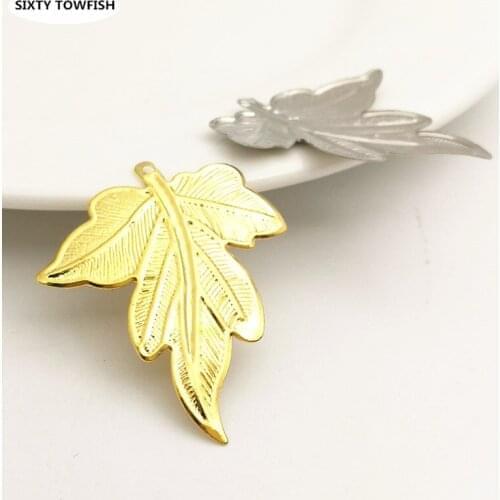 20 pcs/lot 29x35mm Gold color/White K Metal Filigree Flowers Slice Leaves Charms Jewelry DIY Components Findings B1071705