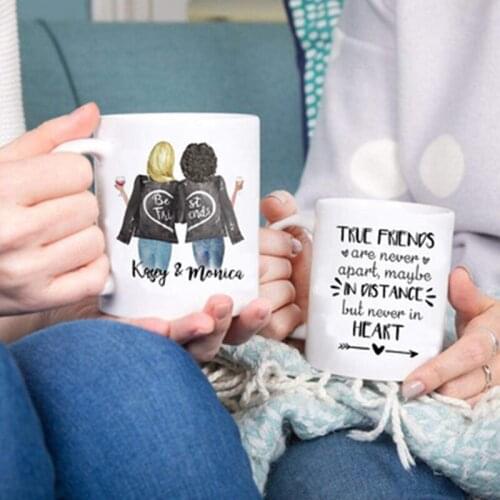 1Pcs 350mL 2 Sisters Coffee Mug with Handle Creative Personalized White Color Best Friend Ceramic Cup Girls Gift Sisters Forever