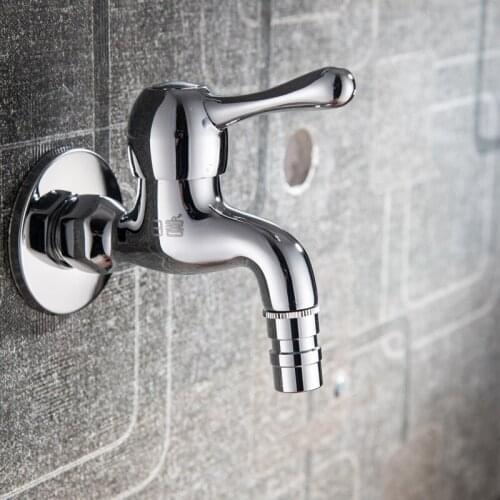1pc Brass Chrome Wall Mount Bibcocks Tap For Outdoor GardenBathroom Corner Washing Machine Faucet Bath Toilet Mop Pool Taps