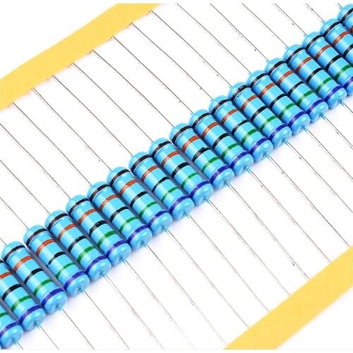 20PCS 1W Metal Film Resistor 1% Five-color Ring Power Resistor 0.1~1M 2 4.7 10R 47 100 220 360 470 1K 2.2K 10K 22K 4.7K 100K Ohm