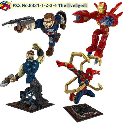 PZX Atomic Building Blocks Model Set The Advengor Micro Mini Blocks Captien America Iren Man Thol Spyder Man Diamond Bricks Set