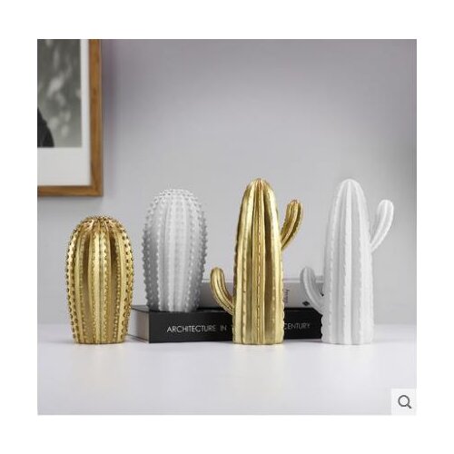 White gold cactus crafts desktop ornaments, home decorations, office ornaments