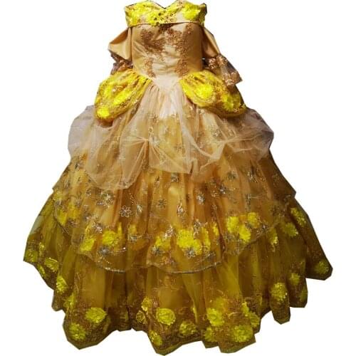 2020 New gold victorian Halloween Cosplay dress Colonial Georgian Renaissance Gothic Historical dress D-367