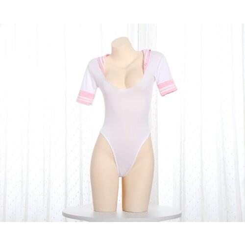 New Sexy Cute Pink Student Tight Uniform Lingerie Body Suit for Women One Piece underwear Swimwear Lingerie Set Sexy Cosplay
