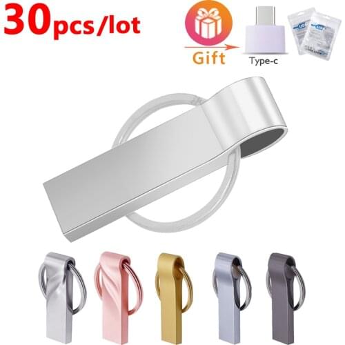 30pcs/lot Custom Logo New Metal Usb2.0 Flash Drive 64gb Usb Memory High Speed Pen Drive 8gb Flash Memory Stick